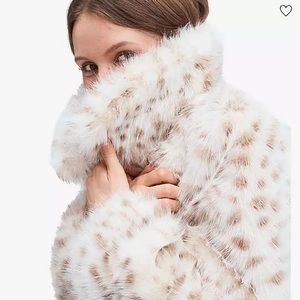 Kate Spade spotted faux fur Jacket NWOT size XS